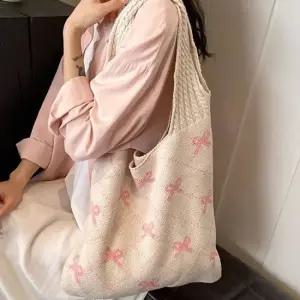 배색 리본 니트 여성 숄더백 데일리 캐주얼 가방 여자숄더백