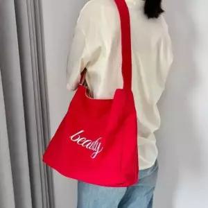 대학생용 양면 스트라이프 숄더백 레드 여성 데일리 가방 가벼운숄더백 여성데일리가방