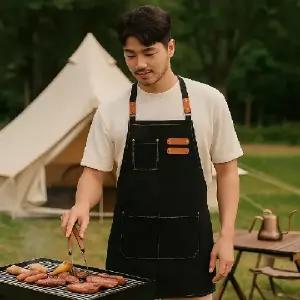 (색상 블랙)다용도 멀티 남자 여자 앞치마 공용 바리스타 카페 목공 작업 까페 업소 가정 캠핑 여행 쉐프