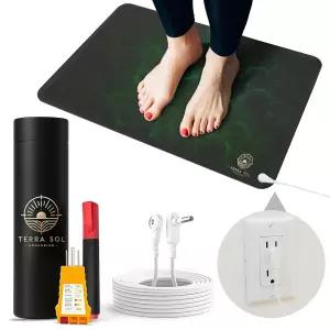 테라 솔 24x16 발용 접지 매트 소켓 테스터 및 탄소 섬유 펜으로 안전한 설정 확인 물티슈 청소 가죽