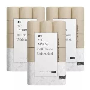 휴홈 먼지없는 무표백 천연 느린화장지 27m, 30롤, 3팩
