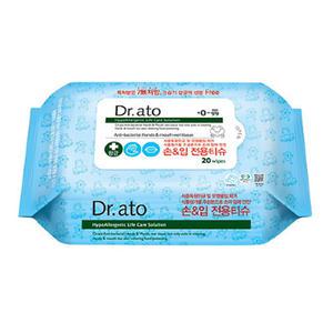 닥터아토 항균 손입 전용티슈 휴대 20매 항균 아기 유아 물티슈