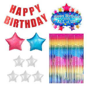 파티팡 생일파티 장식세트 레인보우커튼 올오브어스, 1개