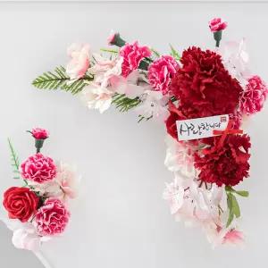 카네이션 성묘 리스 조화 꽃 ㄱ자 23cm (2pcs) 납골당 산소 봉안당 추모 장식 꾸미기 수목장