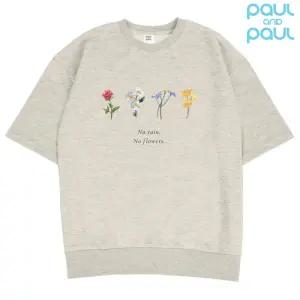 [폴앤폴][폴앤폴] 네송이꽃 오버핏 반팔 맨투맨 남여공용