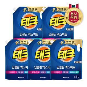 11번가*테크 딥클린 실내건조 액체세제 일반 리필 1.7L 5개