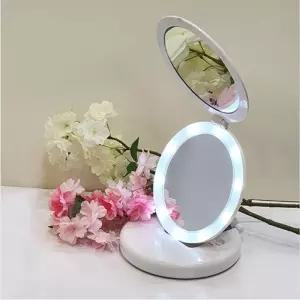 LED 콤팩트 탁상 거울 일반 + 5배 확대/테이블거울/LED화장거울/LED조명거울/화장탁상거울/화장용거울/인테