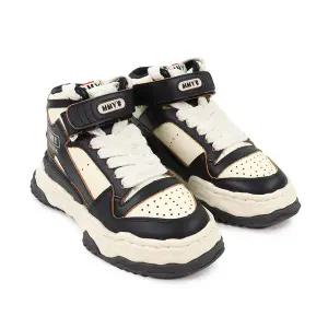 미하라 야스히로 남성 KEITH OG 솔 레더 하이탑 스니커즈 A13FW701 BLKWHT