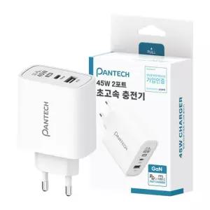 PANTECH 팬택 GaN 지원 최대 45W PD PPS C타입 USB 2포트 가정용 고속 충전기 어댑터 / 케이블 미포함