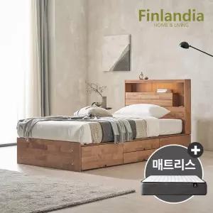 넬슨 LED 원목 수납침대 슈퍼싱글SS+21포켓매트리스