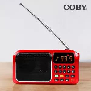 코비 COBY 휴대용 효도라디오 FM라디오 USB SD카드 MP3 대형LED LED라이트 HY099 레드