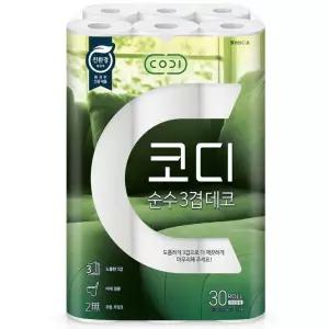 [무료배송] 메이저브랜드 쌍용씨앤비 CODI 화장지 정품 코디 3겹30롤 화장지 휴지