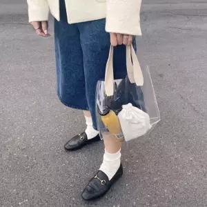 온코 PVC백 투명숄더백 바캉스가방 숄더백 투명백 포인트 비치백 핸들 투명 가방 대형