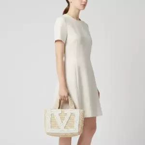 발렌티노 26SS GARAVANI VIVA SUPERSTAR SMALL SHOPPING BAG IN RAFFIA 8W2B0S12 QET CEM)