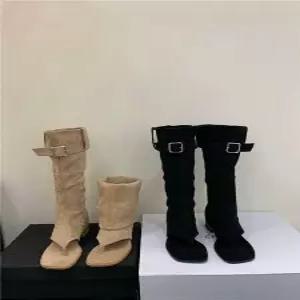 토오픈 린넨 통굽 여름마부츠 쪼리부추 롱부츠 키높이