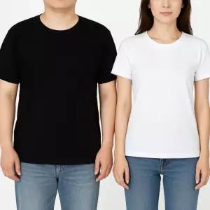 국산 기본 무지 순면 30수 반팔 티셔츠 사이즈(105) 흰티 라운드 남녀공용 면티 학생 이너티 여성 남자