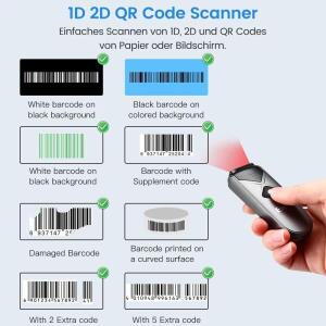 Eyoyo EY-015 블루투스 2D&1D 바코드 스캐너 미니 QR 리더 빠른 스캔 손상된/종이나 화면에 있는 2&5 추가