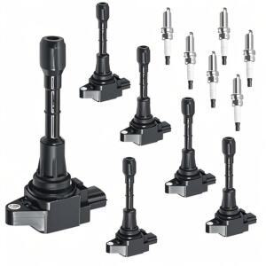 UF550 점화 코일 팩 및 플러그 FX35 C1670 22448-JA10C용 Q50 알티마 G35 G25 무라노 스파크 퀘스트 맥시마 QX60 M35h 세트 패스파인더 EX35 Q70 M35 인피니티 닛산 이리듐 6개