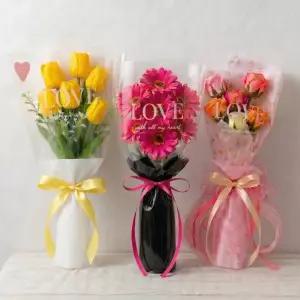 LOVE 레터링 하프컬러 꽃다발봉투 30장 봉투형 꽃포장지 투명 컬러 비닐 opp 대량 꽃집 꽃자재 플라워 용품