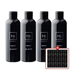 [지니트레저]H2 옴므 남자 올인원 화장품 200ml 4개 + 휴대용파우치 20개 남성스킨로션 에센스