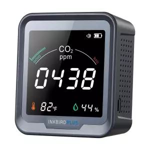 잉크버드플러스 Ndir CO2 검출기 배터리 구동 알람이 있는 디지털 모니터 실내 이산화탄소 및 온도 습도