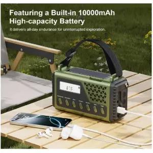 크랭크 충전 비상 라디오 10000mAh 파워뱅크 AM/FM/SW 블루투스 스피커 재난 태양광 정전 시 사용 가능