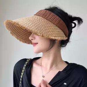 여름 밀짚 바캉스 썬캡 밴딩 와이드 챙넓은 모자