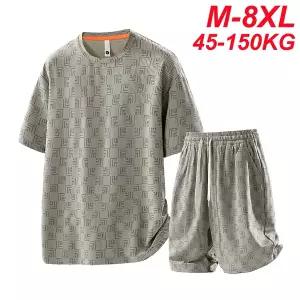 빅사이즈 여름 플러스 사이즈 8xl 남성 Tracksuits 세트 패션 캐주얼 건조 티셔츠 반바지 정장 7xl 6xl 스