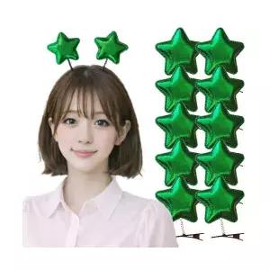 콩이네리본 10개 그린 별 머리핀 스프링핀 집게핀 단체행사 놀이공원 콘서트 체육대회 응원용품 파티용품