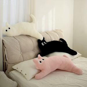 플러피 고양이모양쿠션 퍼쿠션 연한 30CM 블랙 블루 바디필로우 꽈배기 100X30CM