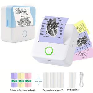 무선 미니 열전사 프린터 휴대용 라벨 메이커, 200dpi 고해상도, USB 충전식