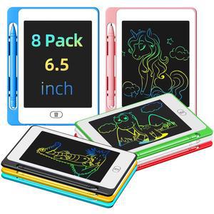 어린이용 LCD 필기 태블릿 8팩 6.5인치 컬러풀 두들 보드 드로잉 지울 수 있는 재사용가능 전자 패드 3세 4세 5세 6세 7세 여아용 교육용 학습 장난감 생일 선물