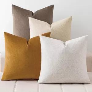 야외용 생활 방수 쿠션 커버 4종 세트 45x45cm 오염 방지 펫 프렌들리 브라운 컬러 테라스 가구 거실 소파