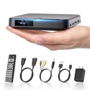미니 DVD 플레이어 HDMI 모든 지역 무료 스마트 TV용 DESOBRY 1080P HD 소형 컴팩트 DVD 플레이어 AV 출력 DVD CD 플레이어 USB /TF 카드 입력 리모컨 PAL /NTSC 지원