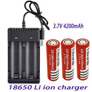 100%  충전식 배터리 18650 3.7 V 4200mAh LED 랜턴 토치+USB 충전기용