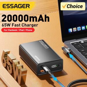 Essager 보조베터리 20000mAh 휴대용 PD 65W 고속 충전 휴대폰 외부 배터리 노트북 태블릿 Mac