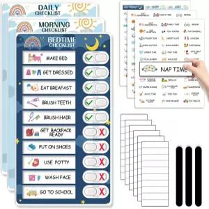 아이들을 위한 커스텀마스터 3 in 1 취침/아침/일일 루틴 차트 마그네틱 안무 유아들을 시각적 스케줄 목록