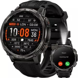 LED 손전등이 장착된 남성용 KOSPET 탱크 T4C 스마트 워치 1.5인치 AMOLED 디스플레이 듀얼 밴드 GPS 및