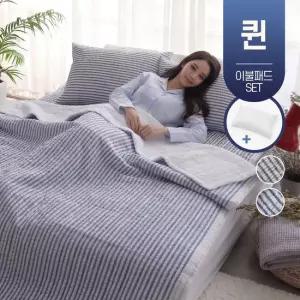 여름 시어서커 누빔 차렵 이불 쿨 냉감 퀸사이즈 먼지없는 침구 퀸 Q 침대 패드 세트 풀세트 + 베개솜