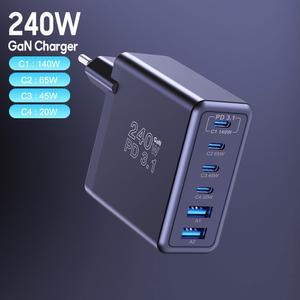 240W USB C 벽면 충전기 6포트 GaN 타입 PD3.1 140W PPS 45W 초고속 충전 (맥북, 아이폰 16, 삼성 노트북, 태블릿용)