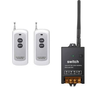 dstfuy 무선 리모컨 스위치, 전압 차단 기능이 있는 AC 110V / 120V 240V 40A 릴레이, 고출력 워터 펌프용 RF 리모컨, 집진기, 984FT 장거리 조명 전기
