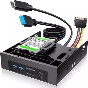GRAUGEAR 5.25인치 전면 패널 USB 허브 데스크탑 PC용 내장 SD/microSD 카드 리더 Gen2x2 20Gbps 포트 듀얼