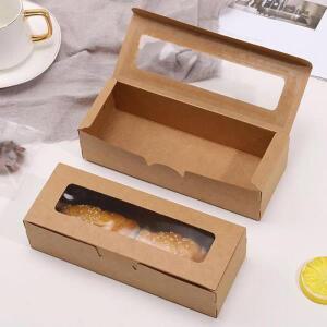 10/20PCS 크래프트 종이 사탕 상자 직사각형 접이식 분명 베이킹 케이크 선물 포장 결혼식 생일 파티
