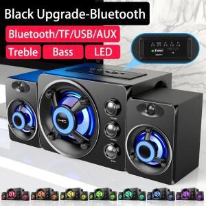 하이파이 3D 스테레오 스피커 컬러풀 LED 라이트 중저음 강화 AUX USB 유선 블루투스 오디오 홈 시어터 서
