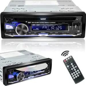 싱글 딘 카 스테레오(CD/DVD 플레이어 포함) 블루투스 FM/AM/RDS 라디오 USB SD AUX 오디오 수신기