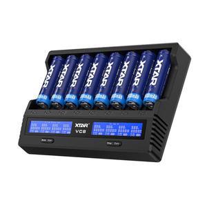 XTAR VC8 18650 21700 지능형 배터리 충전기 LCD 디스플레이 유형-C 3A 고속 손전등 셀