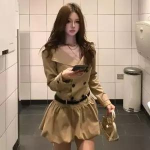 여사친 치마 원피스 미니 트렌디 긴팔 A라인 꽃봉오리 아이템 봄가을 메일라드 HT3