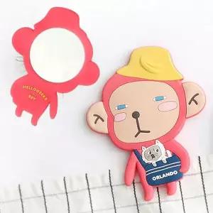 [셀러에이드]귀여운 실리콘 손거울 원숭이 레이 1P 작은 미니 거울 원형손거울