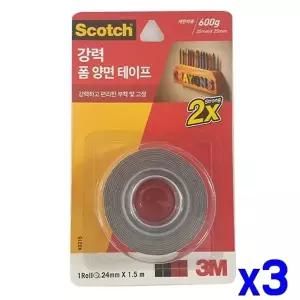 TBZ 강력 투명 폼양면테이프 24mmx1.5m x3개 접착용테이프