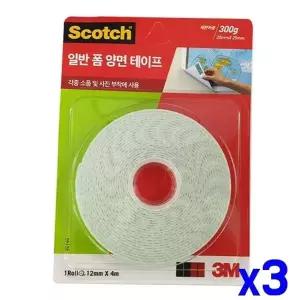 TBZ 폼양면테이프 12mmx4m x3개 사무용테이프 문구류